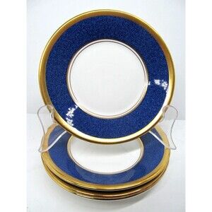 Coalport Athlone Blue  5 5/8" Saucer Plates Set Of Four EUC